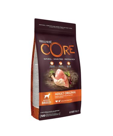 Wellness Core Original, Natural and Grain-Free Dry Dog Food for Medium Dogs, Turkey/Chicken, 1.8 kg