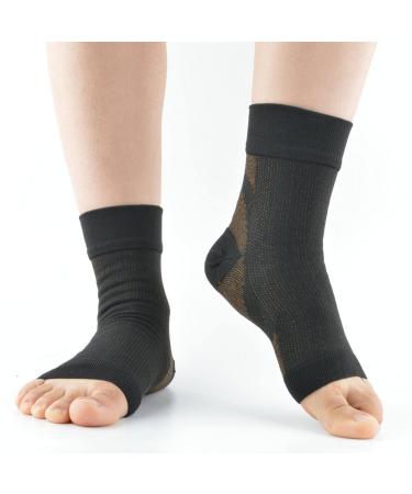 Compression Foot Sleeves for Men & Women(1 Pair) BEST Plantar Fasciitis Socks for Plantar Fasciitis Pain Relief Heel Pain and Treatment for Everyday Use with Arch Support Holds Shape & Better Than a Night Splint HJL004C (Large Coppery) Large Coppery