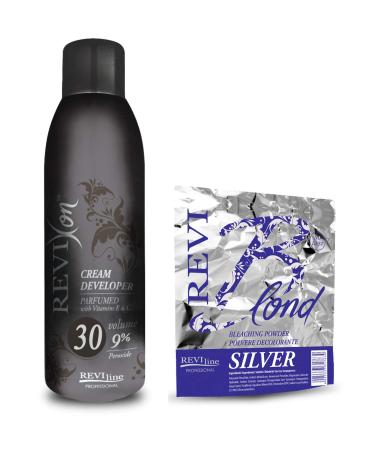 Set of Cream peroxide 1000ml (9% volume 30) and Bleach Powder (ADVANCED FORMULA) 500g no dust formula Professional Lightening bleaching highlighting hair protect formula