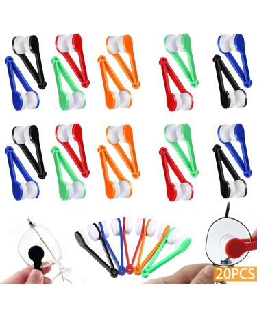 20Pcs Mini Sun Glasses Eyeglass Microfiber Spectacles Cleaner Spectacles Cleaner Brush Cleaning Tool Glasses Soft Cleaner Tool Eyeglasses Cleaner Microfiber Cleaning Clip-5 Colors