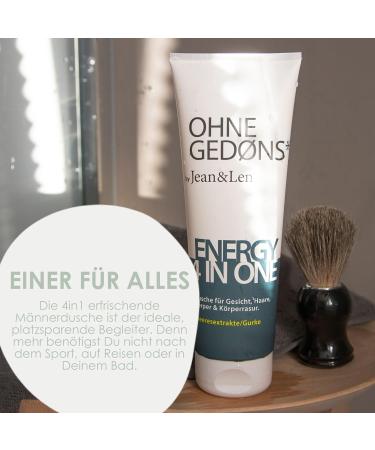 Jean & Len Energy 4in1 Shower Gel with Sea Extracts & Cucumber | Vegan Body Hair & Face Cleanser | Paraben & Silicone-Free 250ml - Buy Online on GoSupps.com