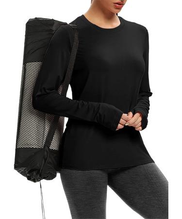 Bestisun Women's Long Sleeve Mesh Back Workout Top - Small Black - Buy Online on GoSupps.com