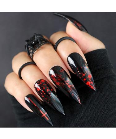 Stiletto Nail Tips - Transparent Half Cover Artificial Fingernails | 100 Pieces with Box | DIY Nail Art & Nail Studios | 10 Sizes Available - Buy Online on GoSupps.com