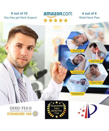 Orthopedic Cooling Memory Foam Neck Pillow for Pain Relief - Washable Cover, Standard Size - Ideal for Side, Back, Stomach Sleepers [US Patent Design] - Buy Online on GoSupps.com