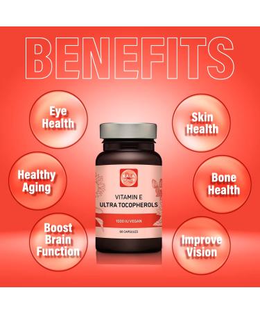 Kala Health Vitamin E 1000IU Ultra Tocopherol 450mg - Vegan All 4 Tocopherols - Alpha, Beta, Gamma, Delta - d Alpha Tocopherol - Vitamin E Supplement - Buy Online on GoSupps.com