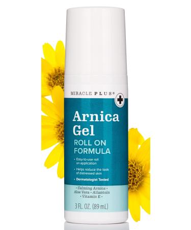 Miracle Plus Natural Arnica Bruise Body Gel Roll On Applicator | Arnica Montana Lotion For Thin Skin Bruising And Swelling After Surgery | Vitamin K Cream | Skin Care Ointment For Bruises 3 Fl Oz Arnica Bruise Roll On Gel