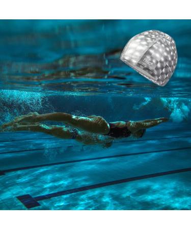 Buy Yanc Unisex Waterproof Bathing Cap with Earplugs | Soft PU Swimming Cap for Men Women & Girls | Bling Silver & Black Options | International Shipping Available - Buy Online on GoSupps.com