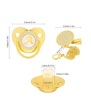 FafeICY Goldener Baby Schnuller | 26-Letter Pacifier with Clips | Curved Design | PP & Silicone | For Babies 6-18 Months - Buy Online on GoSupps.com