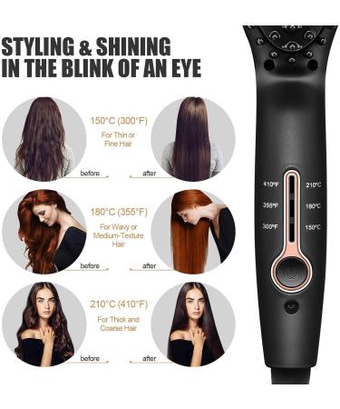 Buy Ionic Hair Straightener Brush | Frizz-Free Heated Beard Brush with 3 Temp Settings & Auto Shut Off - Buy Online on GoSupps.com