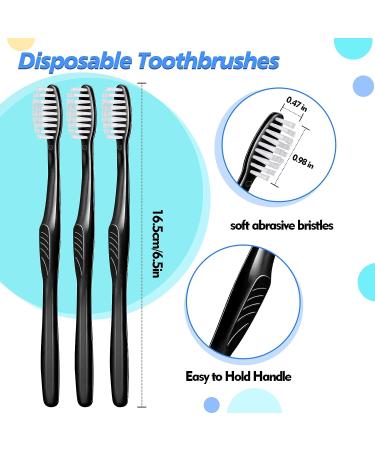 500 Pcs Individually Wrapped Disposable Toothbrushes - Soft Bristle Travel Toothbrush Set for Adults & Kids - Ideal for Oral Hygiene, Dental Care, Camping, Guestrooms, Schools, Hotels - Black - Buy Online on GoSupps.com