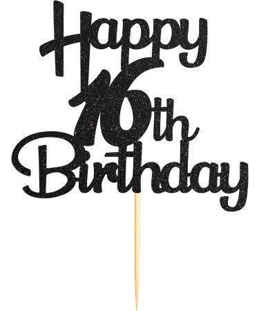 Sotpot Black Glitter 16 Cake Topper 16th Birthday Cake Decorations for Birthday Party Anniversary Party Supplies 16th Cake Topper - Buy Online on GoSupps.com