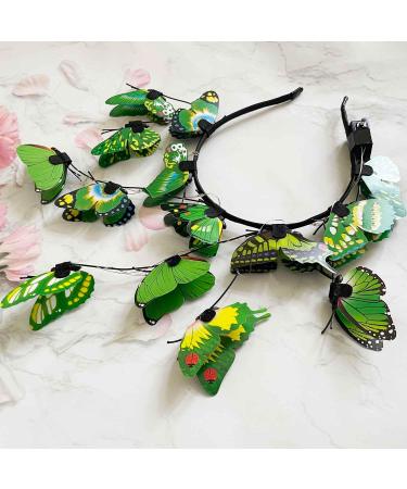 Clataly LED Butterfly Headband Luminous Butterfly Wreath Wedding Party Hairband Photography Props Hair Hoop Hair Accessories for Women Girls (Green) - Buy Online on GoSupps.com