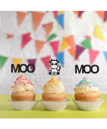 Kaakswa 24Pcs Cow Cupcake Topper Cow Happy Birthday Cake Party Decorations Farm Animals Theme Birthday Party Cake Decorations Supplies - Buy Online on GoSupps.com