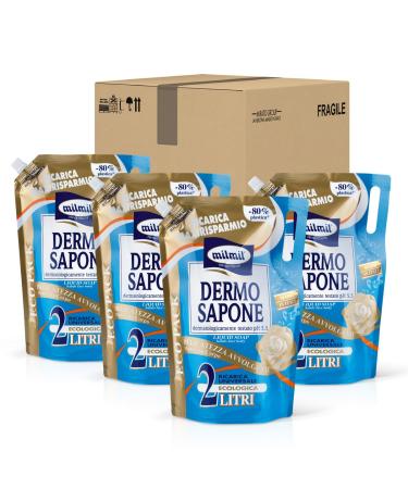 Milmil Milmil Dermo Delicacy Wrap-Around Liquid Soap Hand Soap Face and Body Soap Maxi Format Universal Refill Dermatologically Tested Paraben-Free 4 x 2000 ml