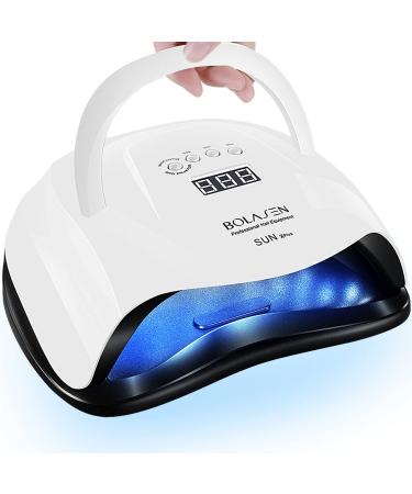 BOLASEN UV LED Nail Lamp, True 80W Fast Nail Dryer for All Gel Nail Polish, Professional UV Light for Nails with 4 Timers/Auto Sensor/Handle, Home & Salon Use Gift for Woman Girl - SUNX Plus Nail Lamp with Detachable ABS Base