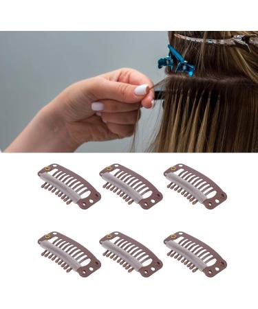 Wig Clips 32mm Snap Clips Wig Teeth Combs U Shape Metal Clips 6 Teeth Combs Clips for Hair Extensions and Wefts(Brown) - Buy Online on GoSupps.com