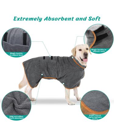 Leapbeast Dogsbadema Microfleece Bath Towel - Quick-Drying Absorbent Adjustable Straps (XS Gray) | Best for Pets - Buy Online on GoSupps.com