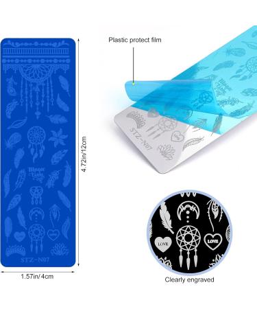 6Pcs Nail Art Stamping Plates Set Floral, Leaf, Butterflies, Feathers Designs for Women's Manicure - MWOOT Nail Stencils for Image Stamp Templates - Buy Online on GoSupps.com