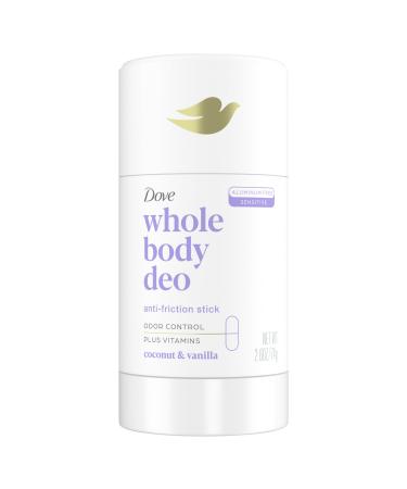 Dove Whole Body Deo Aluminum Free Anti-Friction Deodorant Stick Coconut + Vanilla for All Day Odor Control 2.6 oz Fragranced 2.6 Ounce (Pack of 1)
