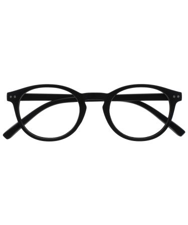 Opulize Zen Reading Glasses Cool Round Frame Spring Hinges Scratch Resistant Matt Black Mens Womens R24-1 +2.00 +2.00 Magnification Smooth Matt Black