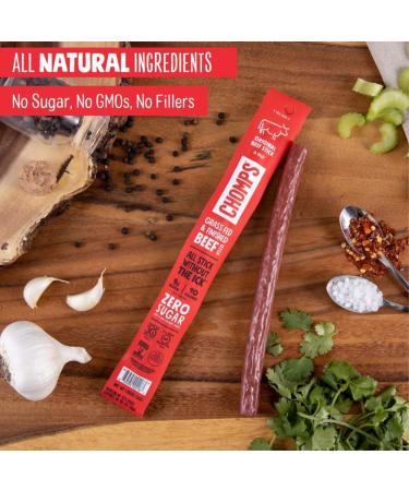 CHOMPS Grass Fed Beef Jerky Sticks - Keto, Paleo, Gluten-Free, High Protein, 24-Pack - Buy Online on GoSupps.com