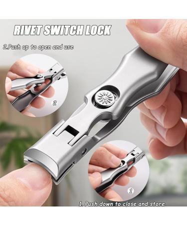 Buy Ultra Wide Jaw Opening Nail Clippers - German Telescopic Toenail Clippers for Seniors | Portable Ultra Sharp Anti Splash Design (Silver A+B - Buy Online on GoSupps.com