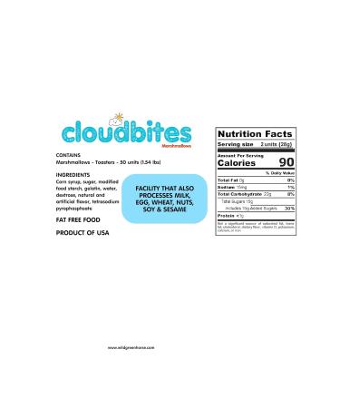 Cloudbites Individually Wrapped Marshmallows - 50 Units | Perfect for S'mores & Snacks | International Shipping Available - Buy Online on GoSupps.com