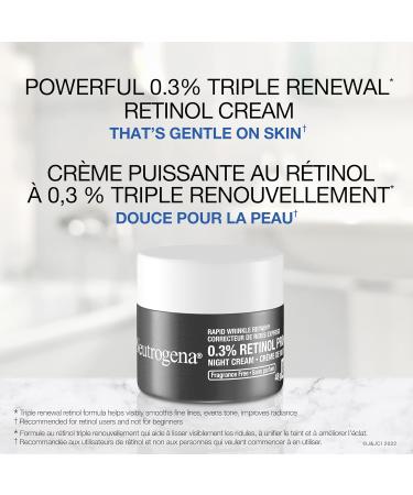 Neutrogena Rapid Wrinkle Repair 0.3% Retinol Pro+ Night Cream Night Face Moisturizer with Retinol Fragrance Free 50ml Unscented 48 ml (Pack of 1) - Buy Online on GoSupps.com