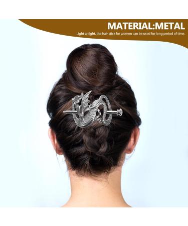 Didiseaon Medieval Metal Hairpins Wiccan Viking Hair Bun Clip Silver Punk Hair Barrette Dragon Chignon Buns Holder Knot Viking Jewelry for Women Girls - Buy Online on GoSupps.com