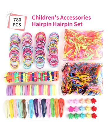 780-Piece Girls Hair Accessories Set - Baby Hair Ties Clips & Bands in Pink Gift Box | Perfect for Children - Buy Online on GoSupps.com