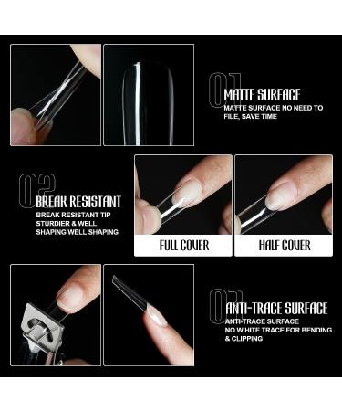 Michelle 504pcs Long Square False Nails Tips - Pre-shaped Gel Nail Tips for Acrylic Extensions - DIY Nail Salon at Home - Buy Online on GoSupps.com