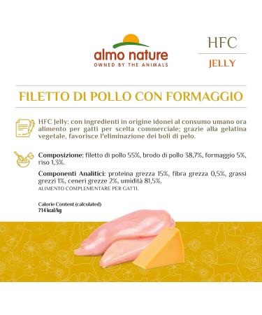 Almo Nature HFC Jelly Chicken Fillet with Cheese Cat Food - 24 Pack (55g x 24) - Premium Wet Food for Cats - International Shipping - Buy Online on GoSupps.com