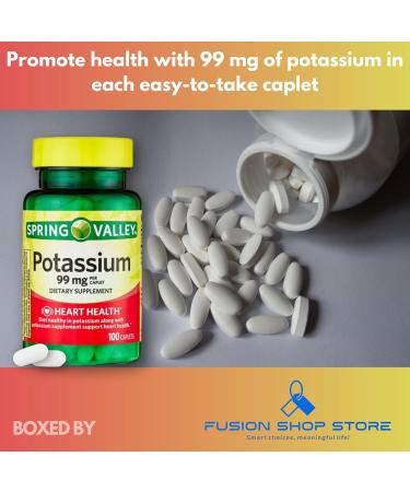 Potassium 99mg- 100 Caplets (Pack of 1) Boxed by Fusion Shop Store - Buy Online on GoSupps.com