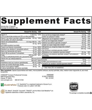 XYMOGEN ActivNutrients with Iron and Copper - Multivitamin Multimineral for Wellness, Immune, Energy and Mood Support - Chelated Minerals + Active B Vitamins with Folate (240 Capsules) 240 Count (Pack of 1) - Buy Online on GoSupps.com
