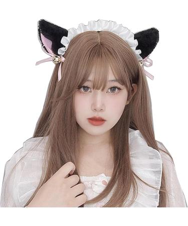 blispring Handmade Furry Ears Headband Plush Hairband Role Play AnimeCostume Headdress Female Teens Cosplay Headgear Accessories White and Black - Buy Online on GoSupps.com
