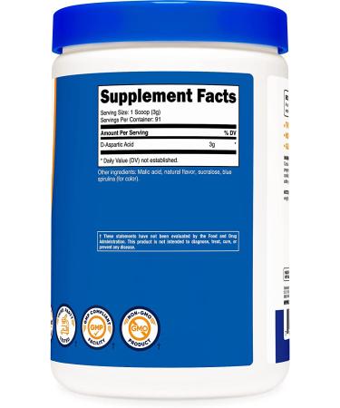 Nutricost D-Aspartic Acid Powder - Blue Raspberry Flavor - 300g for Muscle Growth & Performance - Buy Online on GoSupps.com