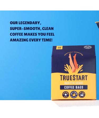 TrueStart Barista Coffee Bags - Energising Colombian Arabica - Biodegradable Quick Brew - 10 Bags - Buy Online on GoSupps.com