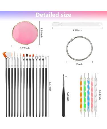 Pinkiou Nail Art Set: 15 Acrylic Brushes, 5 Dotting Pens, 50 Tips Sticks Display, Resin Palette - Pink | Nail Art Decoration Kit - Buy Online on GoSupps.com
