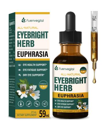 Eyebright Herb Drops for Eye Health Eye Fatigue & Dry Eye Support Herbal Supplements W/Euphrasia officinalis Bilberry Goji Leaves Blueberry Extract Organic Eye Drops for Sight Care .2oz Original 2 Fl Oz (Pack of 1)