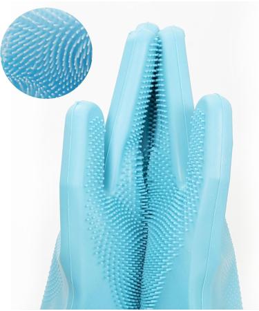Xfly Pet Grooming Gloves & Nursing Shoes Silicone Brush for Cats & Dogs Hangable Design for Bathing & Massaging (Blue) - Buy Online on GoSupps.com