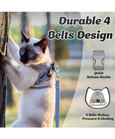 Supet Cat Harness and Leash Set | Escape Proof | Adjustable Soft Mesh Vest | Reflective Strap | Grey (Chest 26-32cm) - Buy Online on GoSupps.com