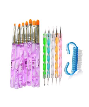1 Set Nail Painting Pen Embossing Draw Line Smudge Assorted Brush Pens for Hand Manicure