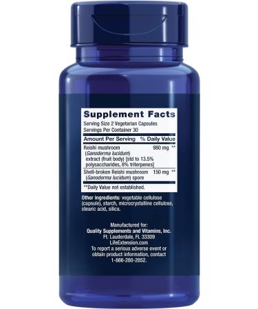 Life Extension Reishi Mushroom Complex - Immune Support Supplement with Ganoderma Lucidum Extract - 60 Capsules - Buy Online on GoSupps.com