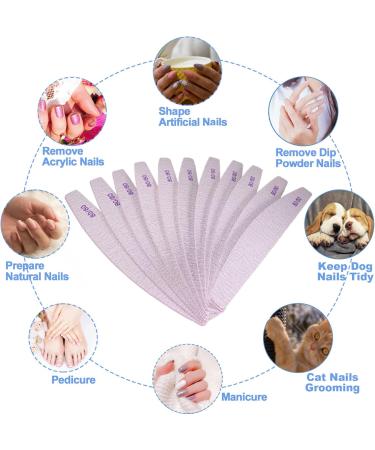 10 Pack 80/80 Grit Nail Files for Acrylic and Gel Nails - Professional Double Sided Emery Boards - Coarse Nail File for Manicure - Reusable Washable Curved Gray - Buy Online on GoSupps.com