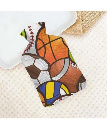 Hot Water Bottle with Lid - Sports Balls Design for Pain Relief Cramps & Foot Warmer | Rubber Hot Water Bag for Hot and Cold Therapy - Buy Online on GoSupps.com