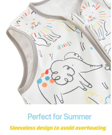 Chilsuessy Summer Baby Sleeping Bag - 100% Cotton Sleeveless Pajamas for Kids 110-125cm | Cute Animal Prints - Buy Online on GoSupps.com