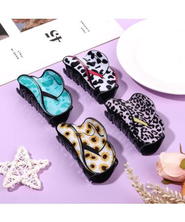Western Hair Claw Clips - 4/6PCS Cowgirl Hat Boot Hair Clips for Women - Nonslip Leopard Sunflower Hair Clamps - Thick Thin Hair Accessories - Buy Online on GoSupps.com