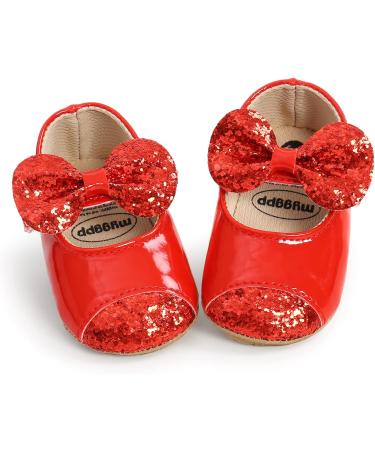 RVROVIC Baby Girl Moccasins - Infant Princess Sparkly Soft Sole Shoes - Size 12-18 Months (Red) - Buy Online on GoSupps.com