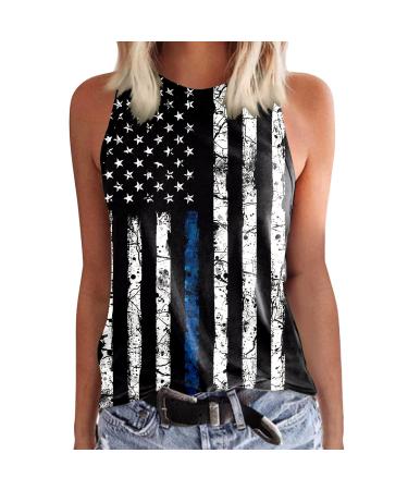 Fupinoded Womens Tank Tops Loose Fit 4th of July Tank Top Women Summer T Shirts Crewneck Sleeveless Loose Tunic Blouses Black Medium