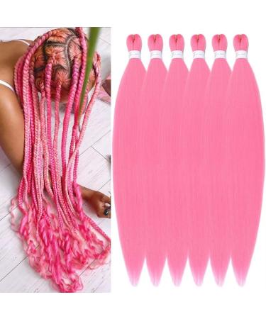 YDDM PRE Stretched Braiding Hair Extensions 32 inch 6packs Extensions Kunsthaar Braids Pink Hair extension Art hair for braid extension for braids jumbo braids hair (32 inches pink#) 81cm-32 inch (6 Pack) pink#